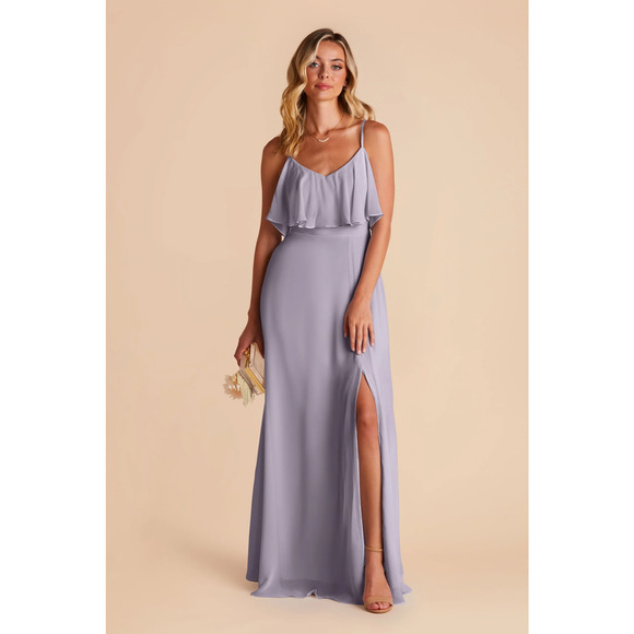 NWT Birdy Grey Jane Convertible Maxi Dress Cold-Shoulder V-Neck Chiffon Lilac L - Picture 1 of 8